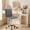 Grey, variant on Chenshuoo Armless Vanity Office Chair with Wheels, Small Cute Makeup Desk Chair Ribbed Leather Swivel Computer Task Chair (Light Gray)