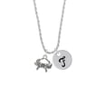 thumbnail image 2 of Delight Jewelry Silvertone Crab Silvertone Script Initial Disc - F - Charm Necklace, 20"+3", 2 of 4