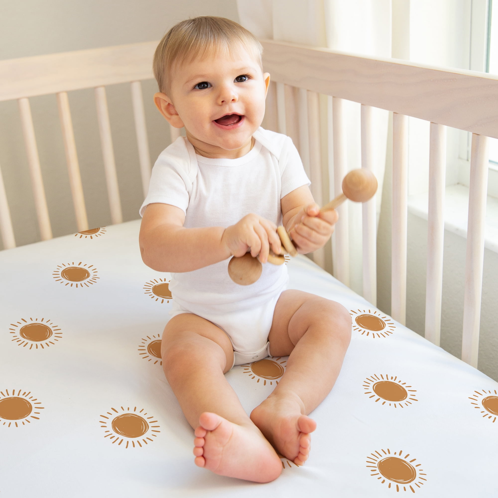 Sweet Jojo Designs Boho Sun Rust Orange and White Fitted Crib Sheets 2 Piece Set