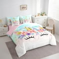 thumbnail image 3 of Castle Fairy Floral Unicorn 7 Pieces Bedding Comforter Set,Kawaii Rainbow Animal Full Bedding Set Lightweight,Flower Magic Horse Fitted Sheet Flat Sheet,Breathable Home Decor, 3 of 8