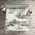 thumbnail image 2 of Ambesonne Sketch Quilted Coverlet 3 Pcs, Italian Landmarks Travel, King Size, Black White, 2 of 2