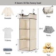 thumbnail image 2 of Organisateur de Garde-Robe Suspendu à 3 Tablettes Étagères de Garde-Robe Suspendues avec Tablette Supérieure Toile Beige 12” L x 12” P x 35 1⁄4” H, 2 of 7