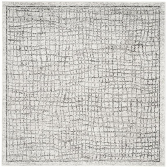 SAFAVIEH Adirondack Vasil Geometric Area Rug, Silver/Ivory, 4' x 4' Square