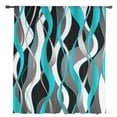 thumbnail image 2 of Aqua Stripe Semi Sheer Curtains Drapes for Living Room,Bedroom,French Doors Window 108 Inches Long,Ombre Grey Moire Geometric Modern Abstract Rod Pocket Chiffon Curtain Drapery Voile Draperies Panel, 2 of 6