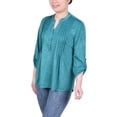 thumbnail image 2 of Petite 3/4 Sleeve Roll Tab Y Neck Top, 2 of 3