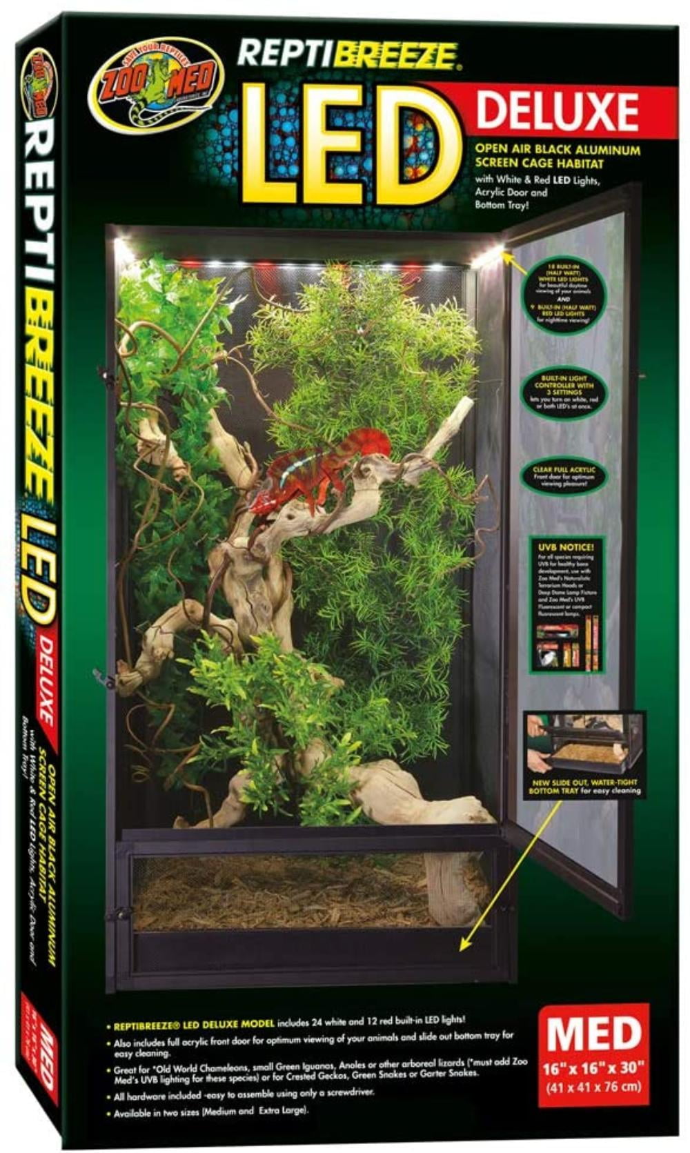 Antagonisme koel Kolonel Zoo Med ZM09117 24 x 24 x 48 in. Extra Large ReptiBreeze LED Deluxe Open  Air Aluminum Screen Cage - Walmart.com