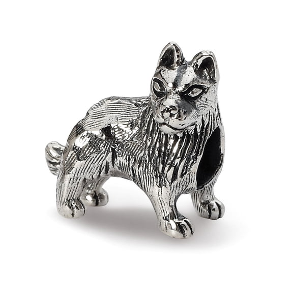 Sterling Silver Reflections German Shepherd Bead Charm - Measures 12.73x11.82mm Wide