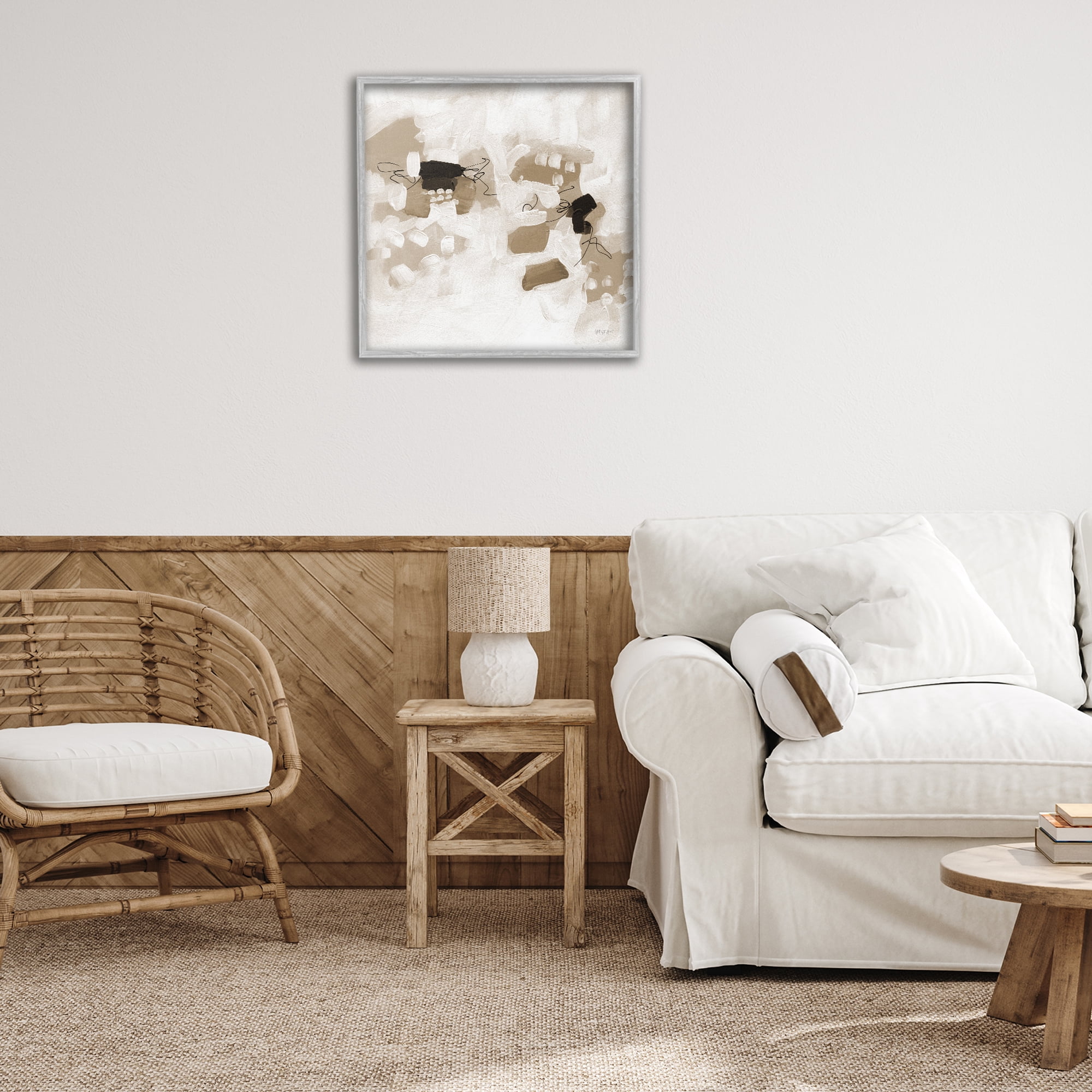 Stupell Industries Boho Classic Conservatory Abstract Painting Gray Framed Art Print Wall Art, 24 x 24