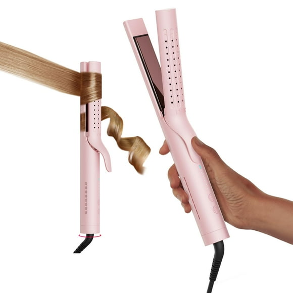 TYMO Airflow 2.0 Flat Iron Hair Straightener - Titanium Curling Iron for Short Hair, 1 1/4 Inch Wand Curler and Straightener 2 in 1, 54 Million Ionic, Anti-Scald for Wo