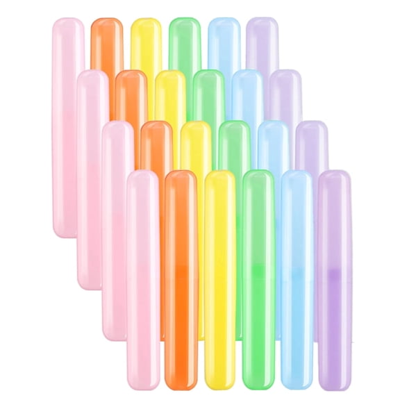 24PCS Plastic Toothbrush Case Six Colors Portable Dust-proof Toothbrush Cases Toothbrushes Holder for Daily and Travel Use
