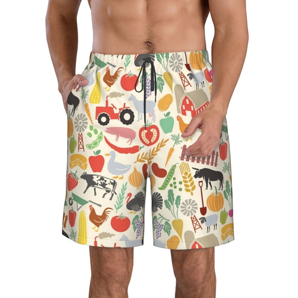 Fotbe Farm Trajes de Baño Estampados para Hombre, Shorts de Verano de Secado Rápido, Ropa de Playa, Bañadores-Large