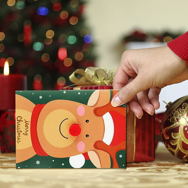 Christmas Greeting Cards with Envelopes Vintage Kraft Paper Christmas Greeting Card Blessing Gift Card with Envelope Blank Christmas Cards with Envelopes