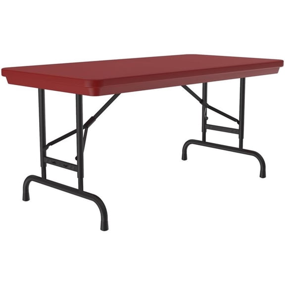 UrbanPro 22-32" Adjustable Plastic Resin & Steel Folding Table in Red/Black