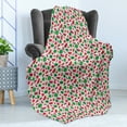 thumbnail image 4 of Fruit Soft Flannel Fleece Blanket, Pattern of Summer Themed Full and Half Watermelons Slices and Kernel's, Cozy Plush for Indoor and Outdoor Use, 50" x 60", White Hot Pink and Green, by Ambesonne, 4 of 5
