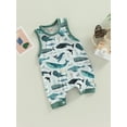 thumbnail image 3 of Franhais Newborn Sleeveless Patchwork Edge Romper, Marine Animals Printed Round Neck Snap Crotch Loose Fit Bodysuit, 3 of 8