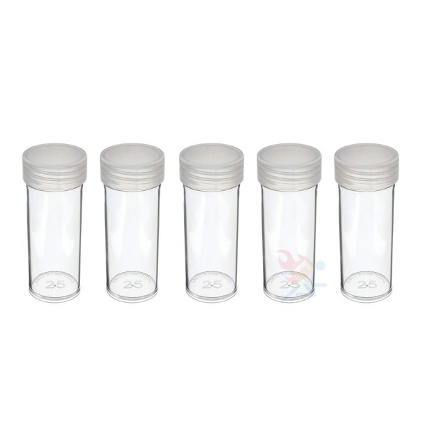 Edgar Marcus (5) Round Clear Plastic (Quarter) Size Coin Storage Tube