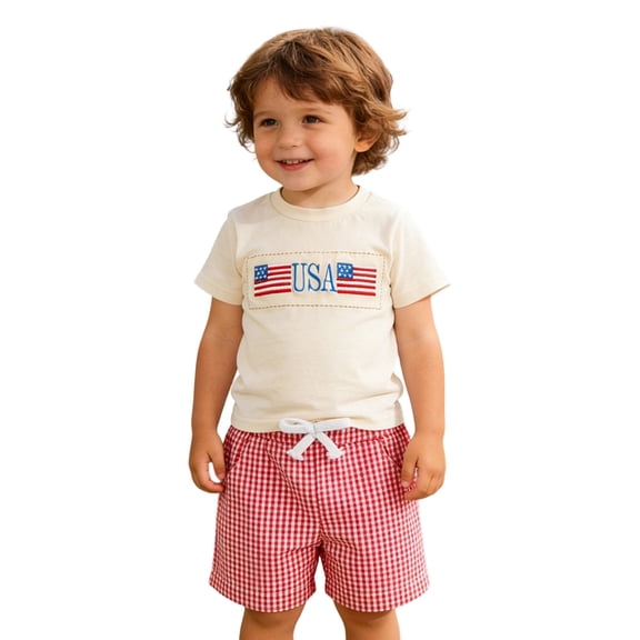 Jamsmile Toddler Boys Outfit Sets Summer Short Sleeve Shirts And Plaid Drawstrings Shorts Casual Two Piece Boys Playsuits