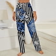 thumbnail image 3 of Striped Background Blue Butterflies Winter Female Pants Flannel High Waist Women Pants Lady Warm Straight Leg Plush Trousers, 3 of 7
