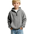 thumbnail image 2 of Boys Waffle Quarter Zip Hoodies Long Sleeve Loose Sweatshirts Fall Winter Tops&nbsp;, 2 of 5