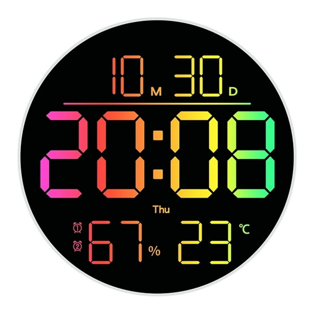 Reloj de pared digital con luz nocturna, LED colgante, calendario, despertador con control remoto para sala de estar y dormitorio.