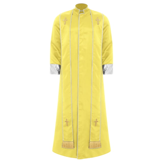 iiniim Mens Friar Medieval Renaissance Priest Long Robe Church Worship Halloween Party Cosplay Costume Yellow L