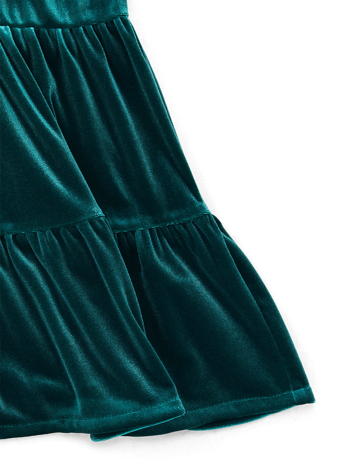 Wonder Nation Toddler Girls Tiered Velvet Dress with Puff Sleeves, Sizes 12M-5T