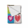 thumbnail image 2 of Country Soft Flannel Fleece Throw Blanket, Patchwork Themed Heart Shaped with Varying Backgrounds Love Artwork, Cozy Plush for Indoor and Outdoor Use, 70" x 90", Multicolor, by Ambesonne, 2 of 6