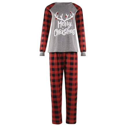 

FOCUSNORM Matching Family Nightgown Set Red Plaid Christmas Pajamas Loungewear