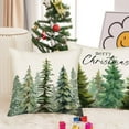 thumbnail image 4 of Green Christmas Tree Pillow Covers 18x18 Inch Merry Christmas Watercolor Forest Farmhouse Decoration Throw Pillow Cover Winter Holiday Pillows Cushion Cover Cotton Linen for Sofa Couch, 4 of 6