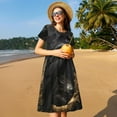 thumbnail image 4 of Balery Gothic Raven Portrait Vestidos sueltos de manga corta para mujer, vestidos de verano 2025, vestidos casuales de corte A con vuelo., 4 of 6
