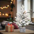 thumbnail image 2 of Tcbosik 3ft Small Prelit Christmas Tree with Warm White Lights, Mini Tabletop Xmas Tree with 70 LED Lights, 7 Pine Cones and 365 Branch Tips, Indoor Holiday Decoration, White+Green, 2 of 8