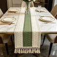 thumbnail image 4 of Qiopertar Table Runner, Soft Linen Table Runner with Hand-Woven Tassels, Bohemian Color-Block Home Decor for Dining Table Kitchen Center, 4 of 6