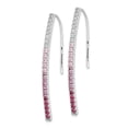 thumbnail image 3 of Auriga Fine Jewelry 14k White Gold Diamond Pink Sapphire Threader Earrings for Women, 3 of 6