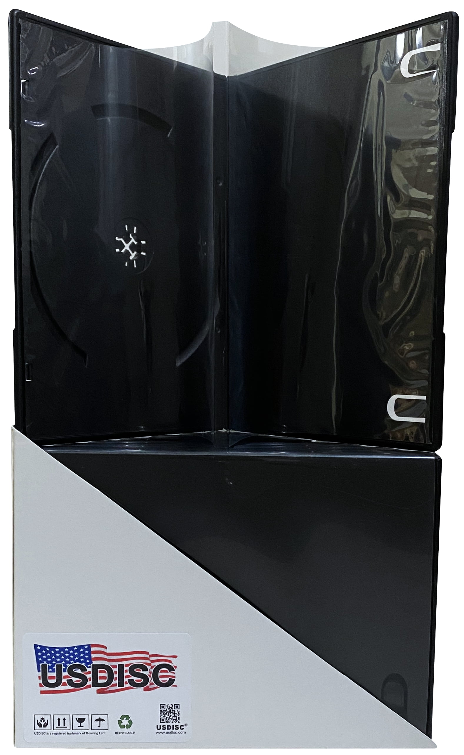 USDISC DVD Cases Slimline 7mm Economy, Single 1 Disc, Black, Pack Of 50