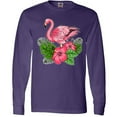 thumbnail image 3 of Inktastic Flamingo with Tropical Flowers Long Sleeve T-Shirt, 3 of 5