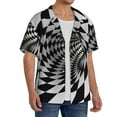 thumbnail image 4 of Balery 3D Vortex Illusion Men's Casual Button Down Shirt Short Sleeve Textured Summer Cuban Beach Shirts-Small, 4 of 7