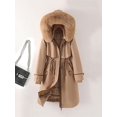 thumbnail image 5 of Three Wears-Parka de piel de longitud media para mujer, forro interior desmontable, Abrigo acolchado de algodón, ropa de abrigo de talla grande 3XL, 5 of 5