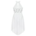 thumbnail image 7 of Aislor Girls Halter Neck Lyrical Dance Dress Sleeveless Shinny Sequin Irregular Skirt Prom Pageant Formal Party Gown White 10, 7 of 7