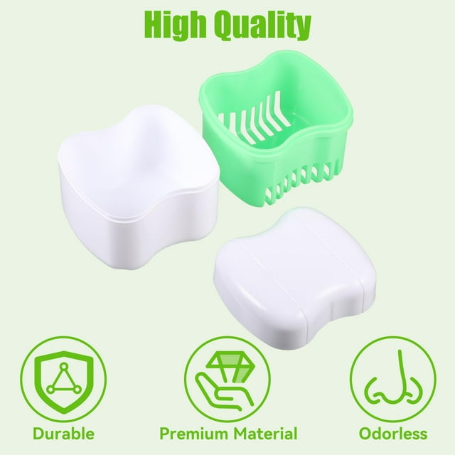 Becaristey 2pieces Denture Retainer Case Wide Application Easy To Carry Teeth for Dental Retainer green