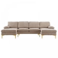 thumbnail image 6 of 114" U-Shaped Modular Sofa,Chenille Fabric Sectional Sofa with Double Chaise Lounge & Gold-Plated Feet,4-Seat Sofa Couch for Living Room Apartment Office,Camel, 6 of 9