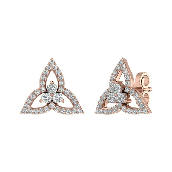 1/2 Carat Flower Shape Diamond Stud Earrings in 14K Rose Gold (SI1-SI2 Clarity)