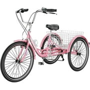 MOONCOOL Adult Tricycles 7 Speed, Adult Trikes 20/ 24 / 26 inch 3 Wheel Bikes, Three-Wheeled Bicycles Cruise Trike with Shopping Basket for Seniors, Women, Men