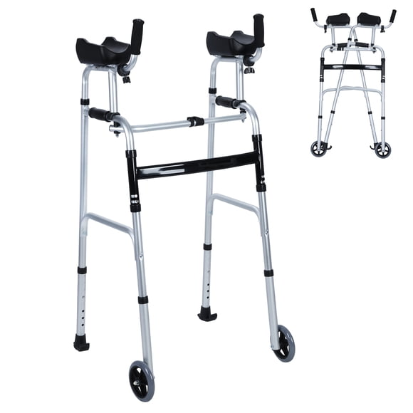 Cheers Folding Walker, Upright Walkers for Seniors, Heavy Duty Seniors Walkers, Platform Walker with Arm Support for Senior, Handicap & Disabled