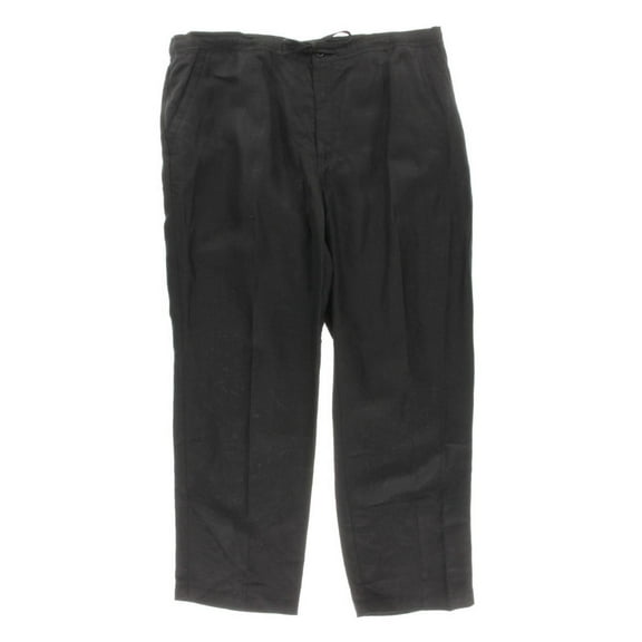 Mens Cubavera Solid Drawstring Elastic Linen Pants