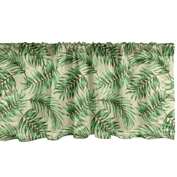 Ambesonne Exotic Window Valance, Jungle Foliage Luau Vibes, 54" X 12", Fern Green Pastel Green