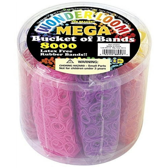 The Beadery Mega Bucket of Bands, 8000Piece, Neon Multi