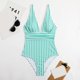 thumbnail image 4 of Gibobby Bañador de Bikini La reunión multicolor a rayas para mujer un traje de baño sin espalda sexy delgado(Verde,G), 4 of 4