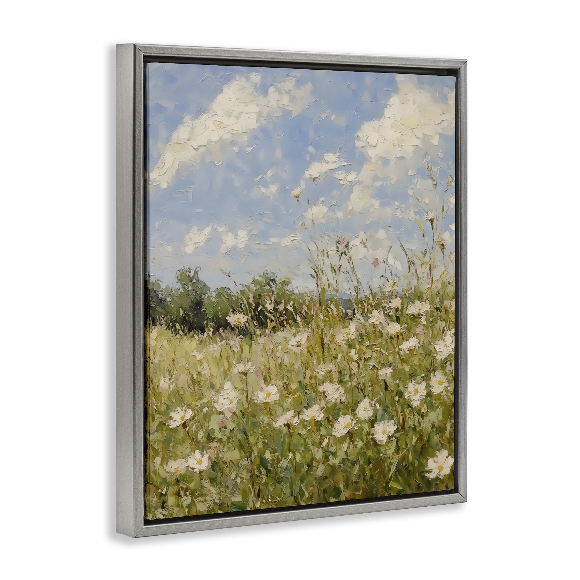 Stupell Industries Wildflower Field Beneath Blue Sky Gray Framed Floater Canvas Wall Art, design by LSR Design Studio