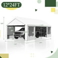 thumbnail image 3 of Erommy 12 x 24' Heavy Duty Portable Outdoor Garage Carport with Roll-up Windows, Side Doors and Removable Sidewalls for RV,Car, White, 3 of 8