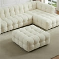 thumbnail image 4 of Hollis Mid-Century Modern Design Boucle Fabric Ottoman in Cream, 4 of 5